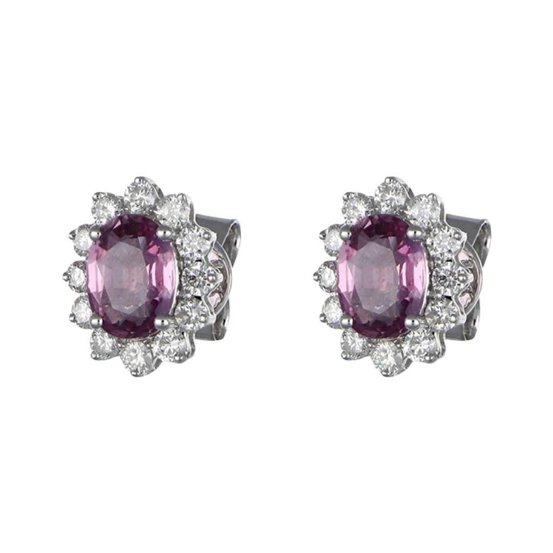 Pink Sapphire Earrings (Pink Sapphire 2.31 cts. White Diamond 0.6 cts.)