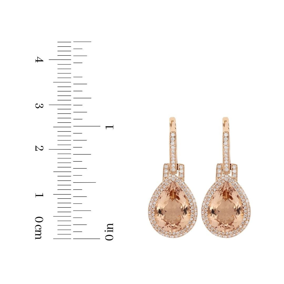 Morganite Earrings (Morganite 10.32 cts. White Diamond 0.89 cts.)