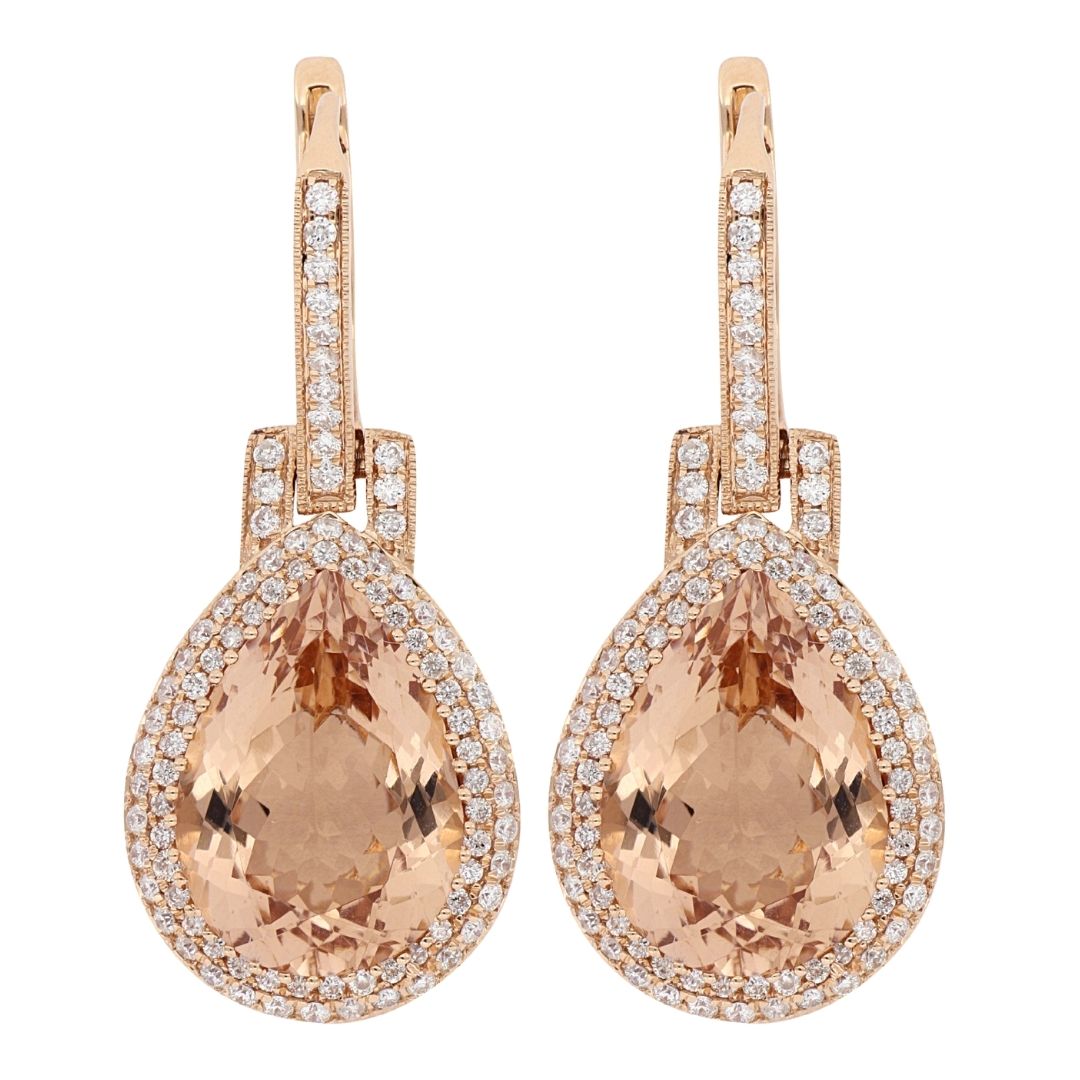 Morganite Earrings (Morganite 10.32 cts. White Diamond 0.89 cts.)