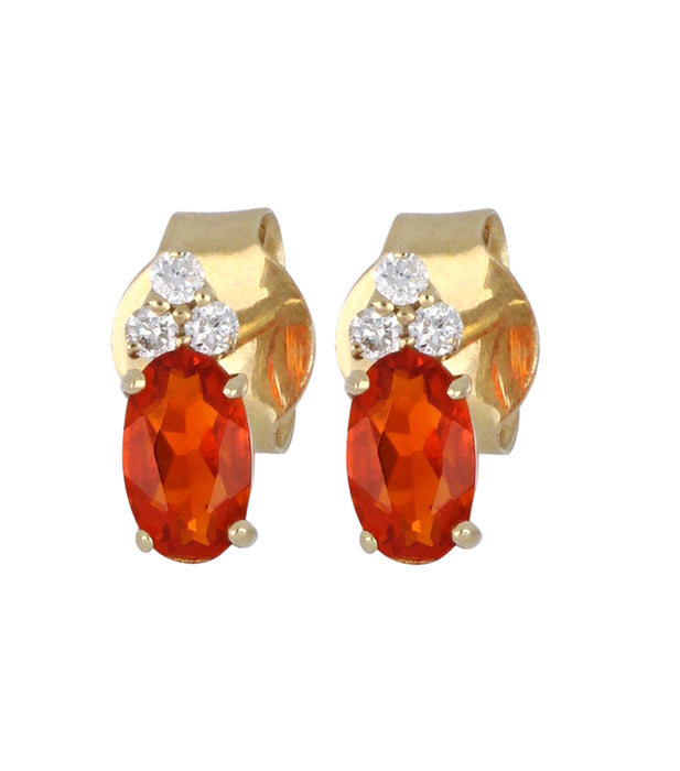 Fire Opal Ladies Earrings (Fire Opal 0.33 cts. White Diamond 0.06 cts)