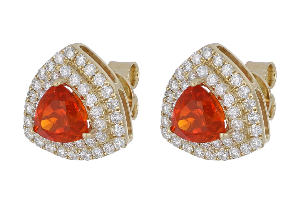 Fire Opal Ladies Earrings (Fire Opal 1.16 cts. White Diamond 0.76 cts.)