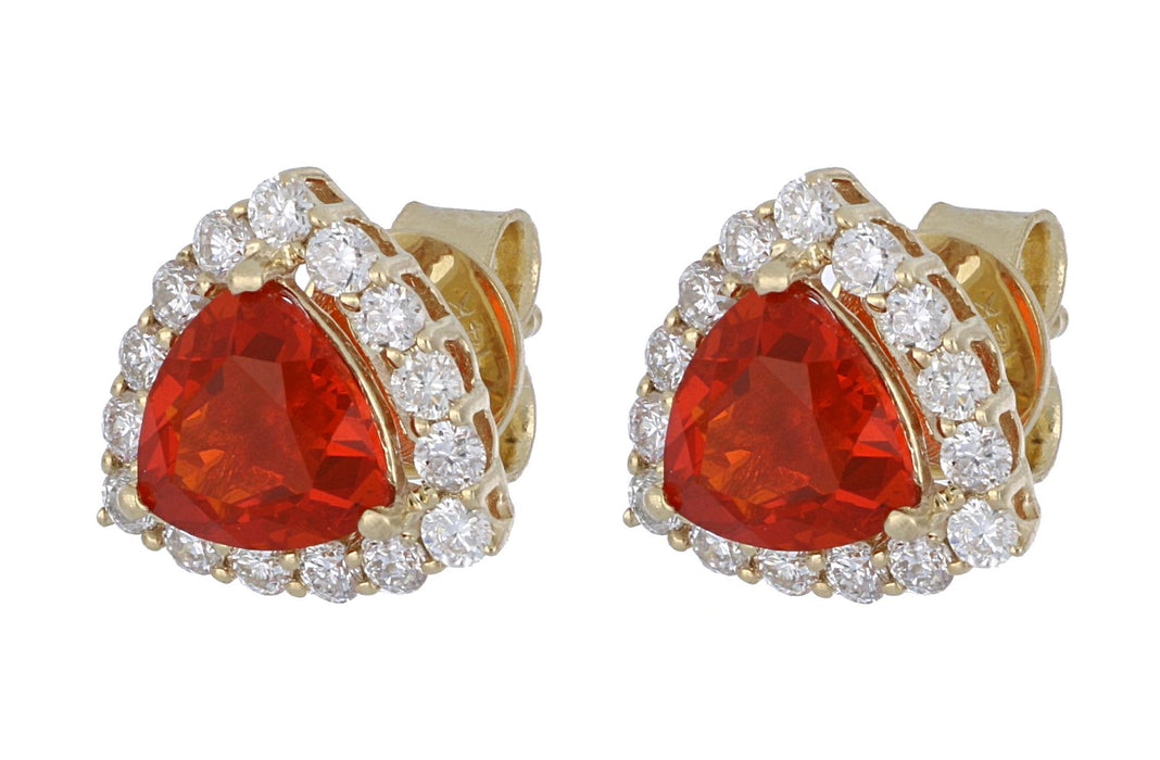 Fire Opal Ladies Earrings (Fire Opal 1.15 cts. White Diamond 0.5 cts.)