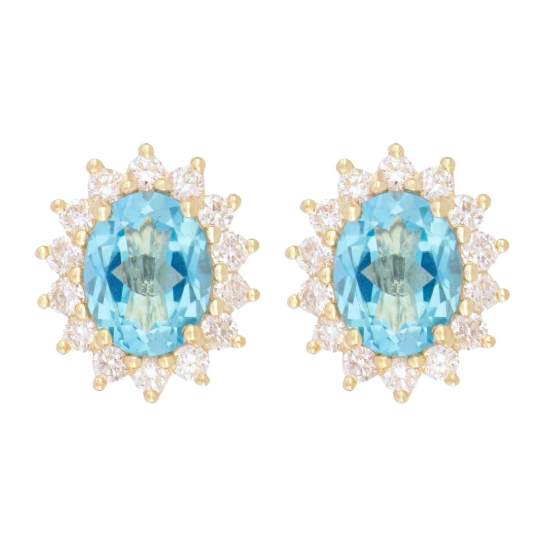 Paraiba Topaz Earrings (Paraiba Topaz 4.16 cts. White Diamond 1.01 cts.)