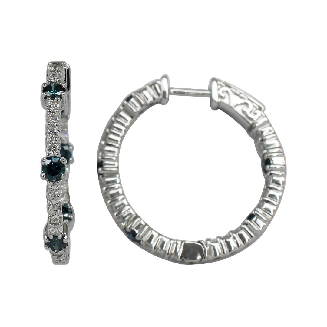 Blue Diamond Earrings (Blue Diamond 0.75 cts. White Diamond 0.78 cts)