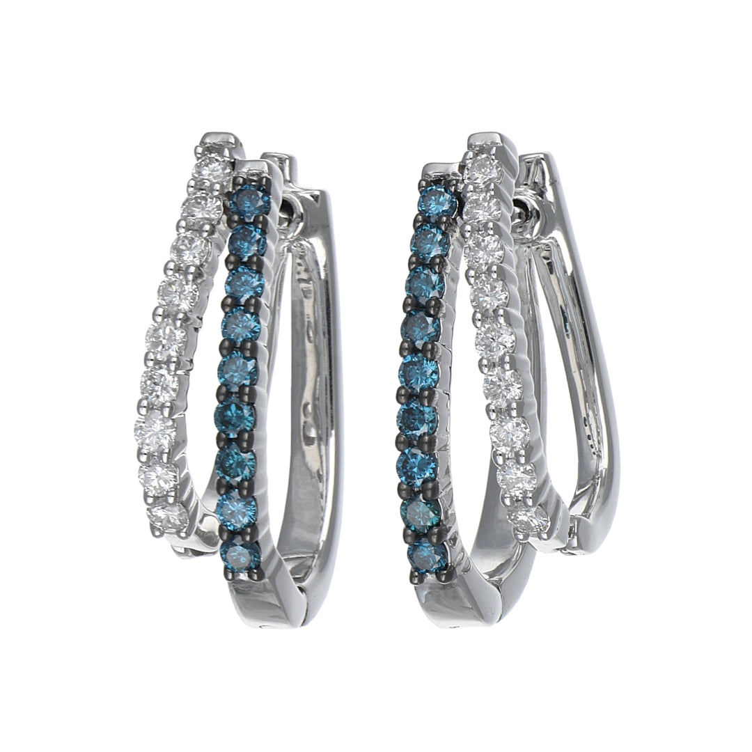 Blue Diamond Ladies Earrings (Diamond 0.5 cts. White Diamond 0.48 cts.)