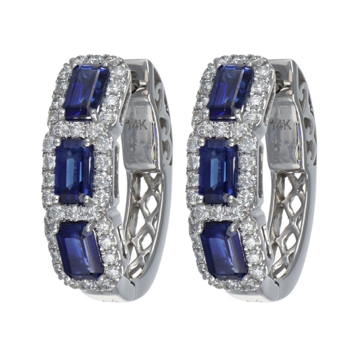 Blue Sapphire Earrings (Blue Sapphire 1.89 cts. White Diamond 0.64 cts.)