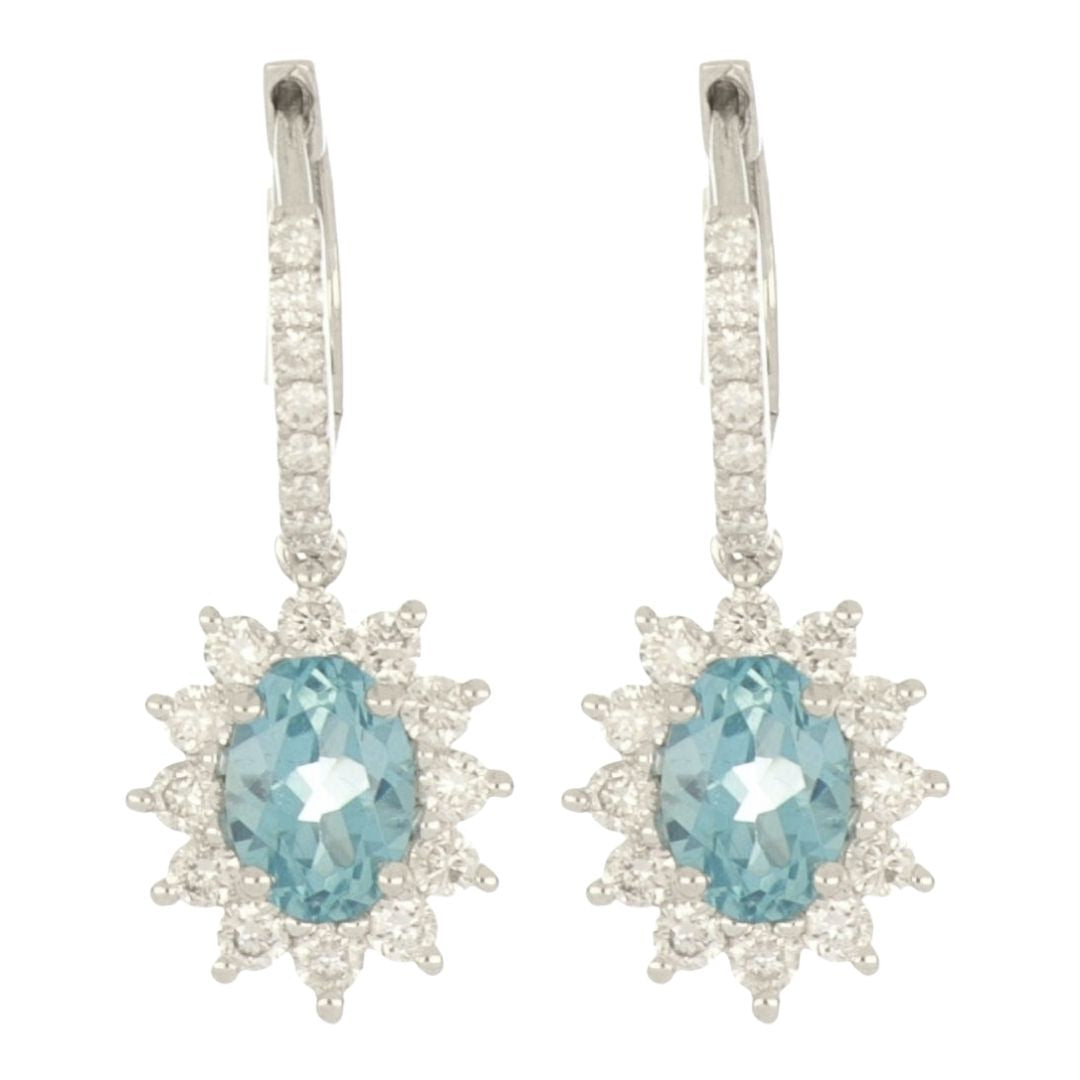 Paraiba Topaz Earrings (Paraiba Topaz 1.79 cts. White Diamond 0.91 cts.)