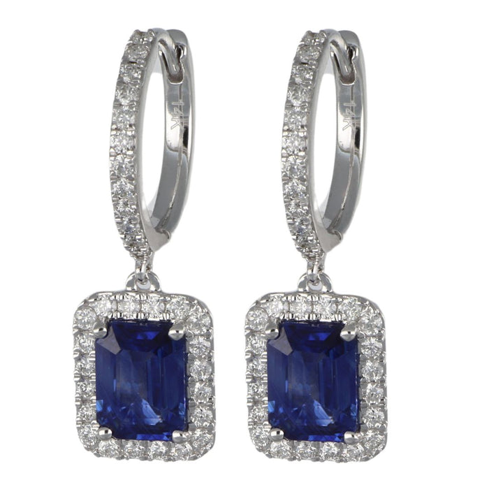 Blue Sapphire Earrings (Blue Sapphire 2.25 cts. White Diamond 0.55 cts.)