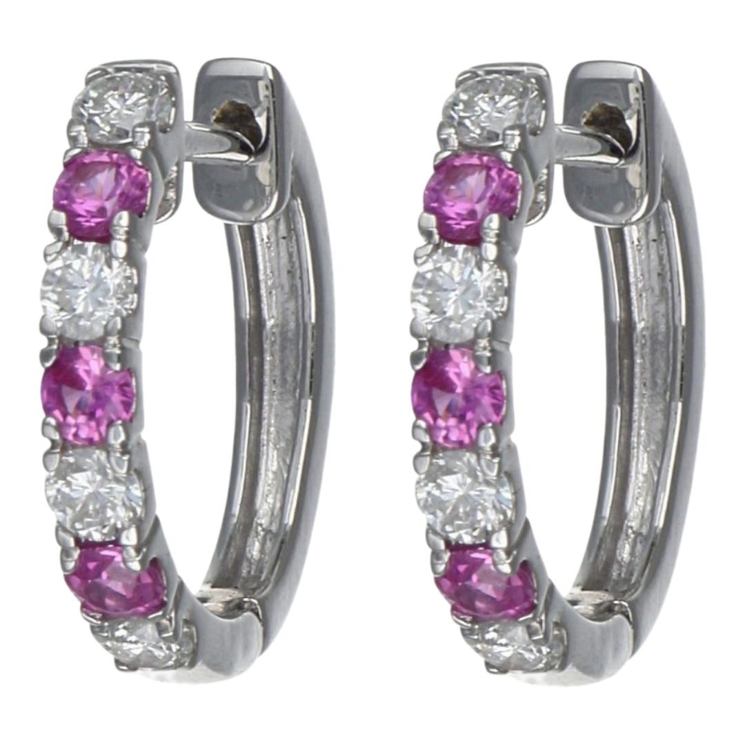 Pink Sapphire Earrings (Pink Sapphire 0.25 cts. White Diamond 0.27 cts.)