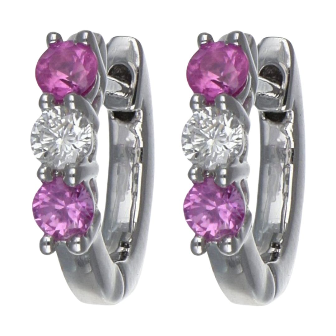 Pink Sapphire Earrings (Pink Sapphire 0.32 cts. White Diamond 0.12 cts.)