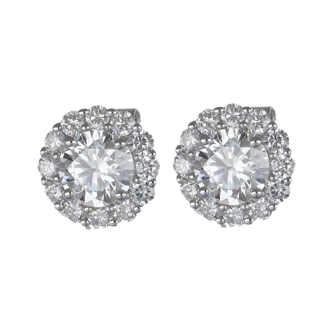 GROWNIQUE White Diamond Earrings (Lab Grown White Diamond 2.02 cts. Lab Grown White Diamond 0.98 cts.)