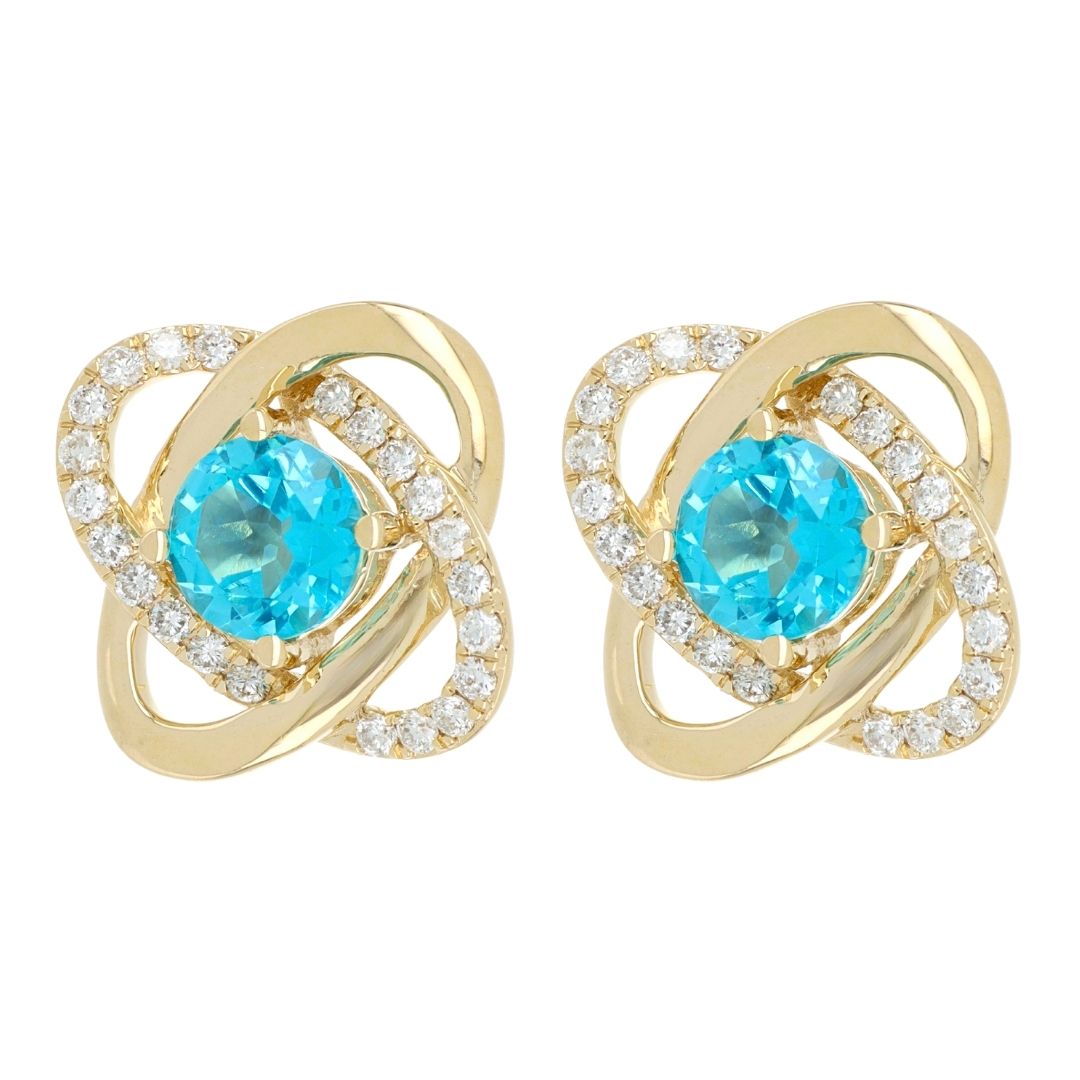 Paraiba Topaz Earrings (Paraiba Topaz 1.94 cts. White Diamond 0.44 cts.)