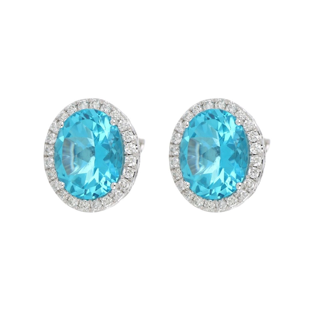 Paraiba Topaz Earrings (Paraiba Topaz 5.8 cts. White Diamond 0.43 cts.)