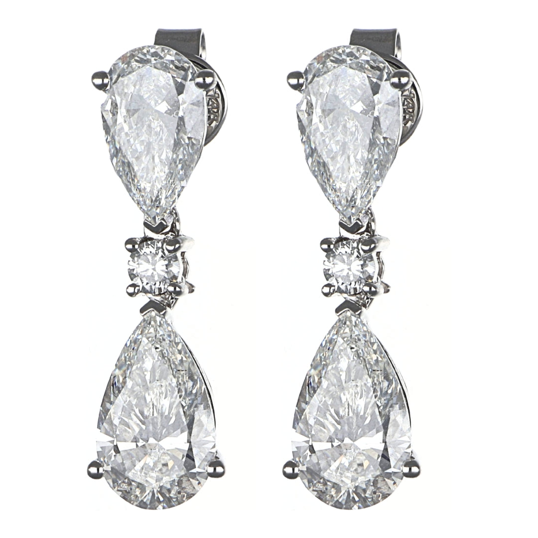 GROWNIQUE White Diamond Earrings (Lab Grown White Diamond 5.06 cts. E VS2 Lab Grown White Diamond 0.18 cts.)