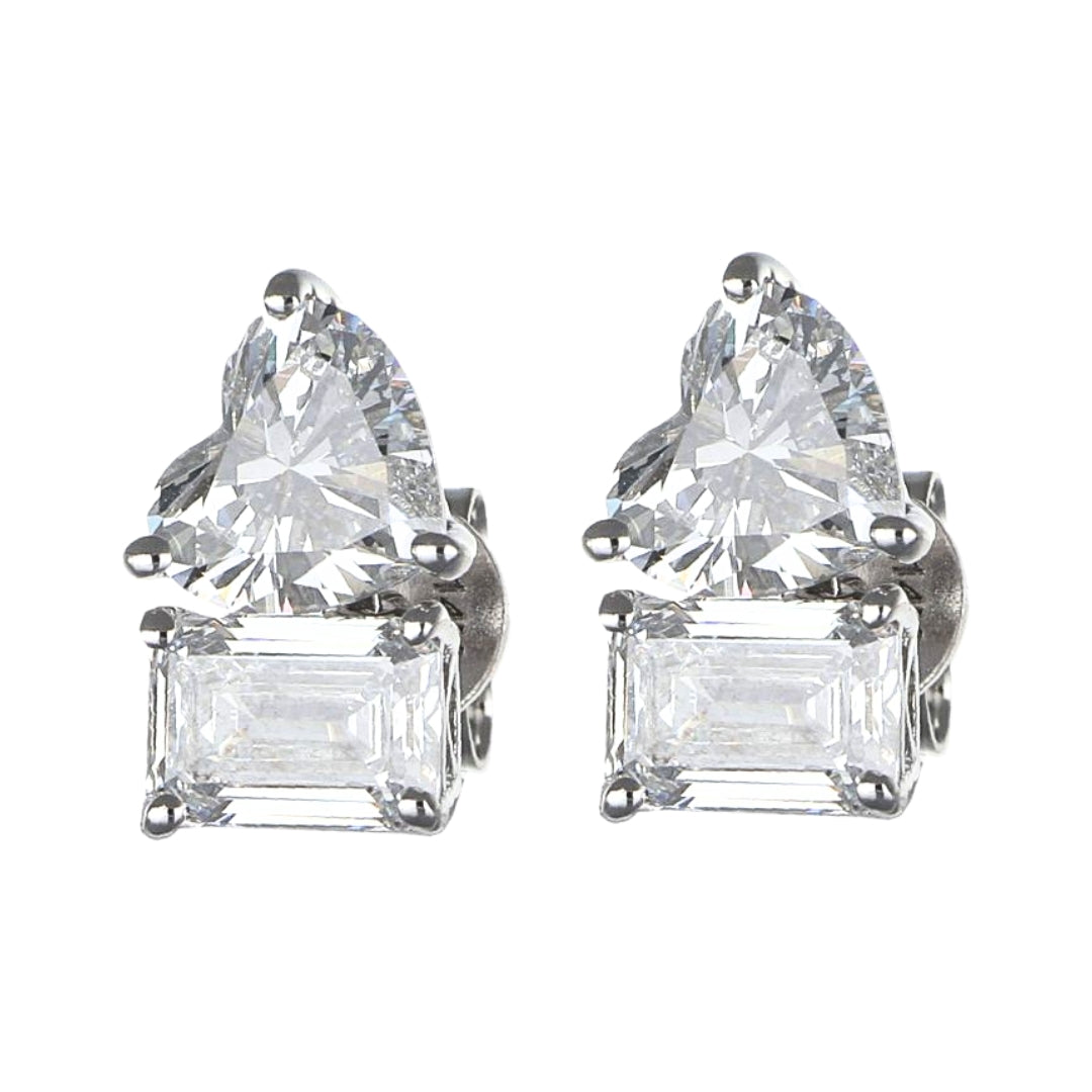 GROWNIQUE White Diamond Earrings (Lab Grown White Diamond 2.19 cts. Lab Grown White Diamond 2.03 cts. )