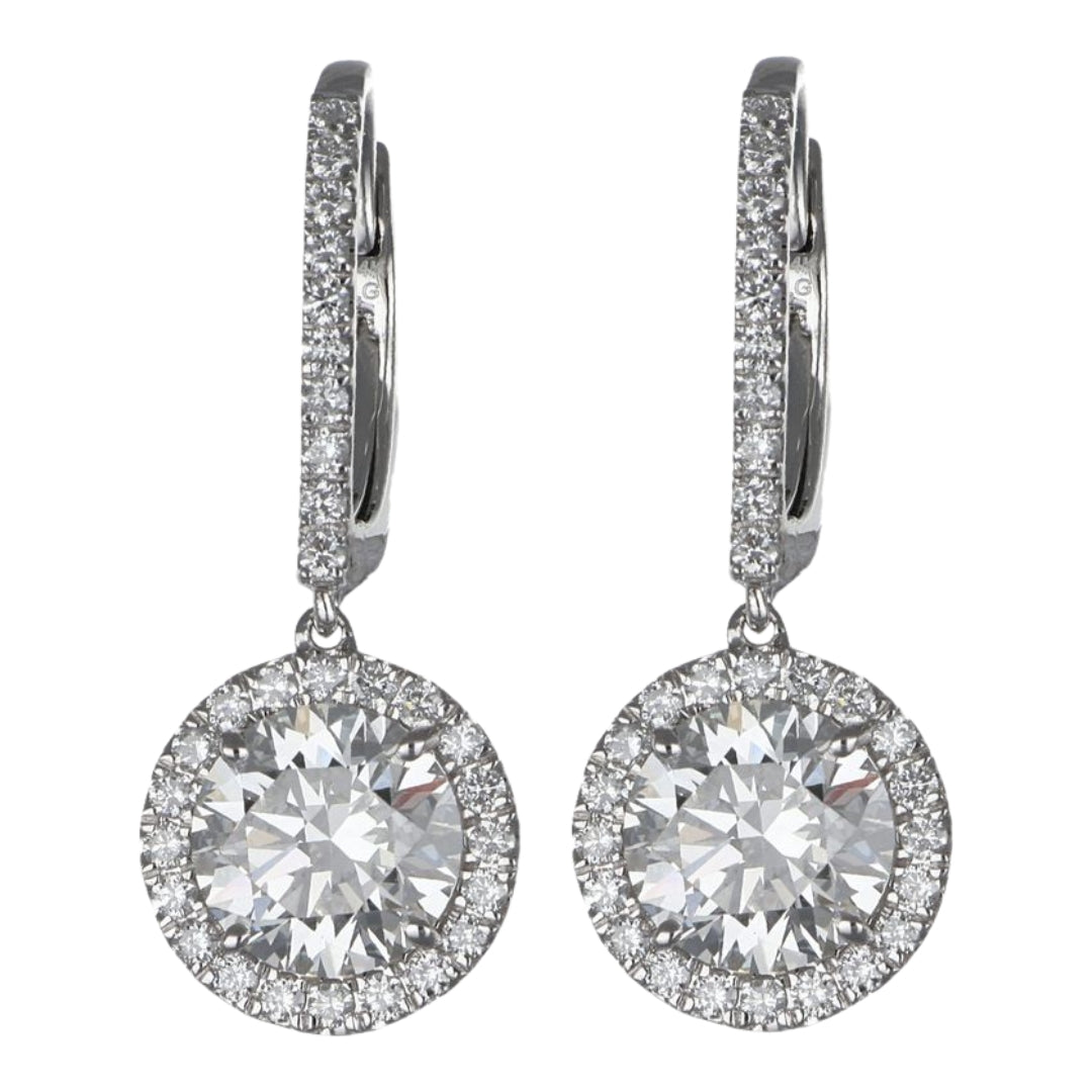 GROWNIQUE White Diamond Earrings (Lab Grown White Diamond 4.02 cts. E VS2 Round Lab Grown White Diamond 0.69 cts.)