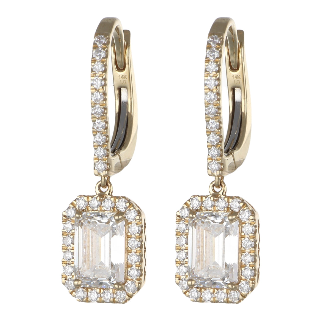 GROWNIQUE White Diamond Earrings (Lab Grown White Diamond 3.08 cts. Lab Grown White Diamond 0.61 cts.)