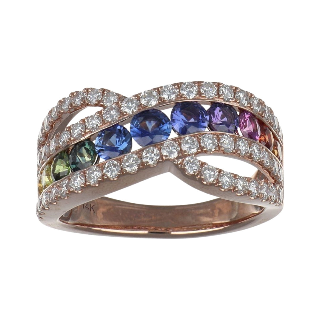 Multi-Color Sapphire (Multi-Color Sapphire 1.32 cts. White Diamond 0.83 cts. )