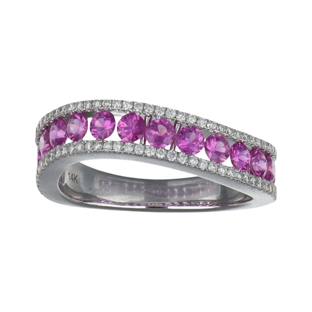 Pink Sapphire Ring (Pink Sapphire 1.38 cts. White Diamond 0.32 cts.)