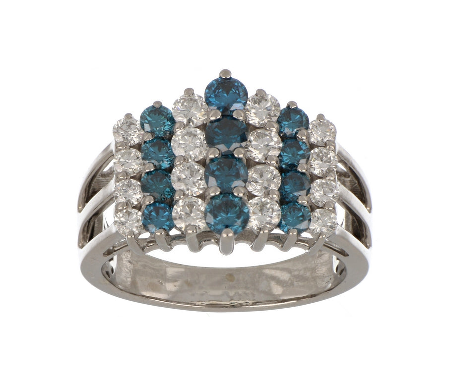 Blue Diamond Ladies Ring (Blue Diamond 0.96 cts. White Diamond 0.98 cts.)