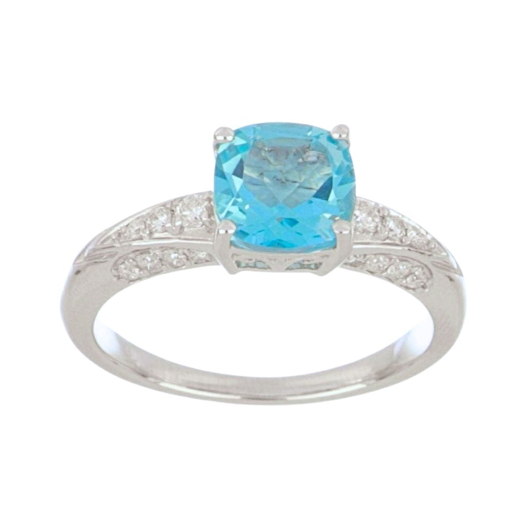 Paraiba Topaz Ring (Paraiba Topaz 1.85 cts. White Diamond 0.21 cts.)