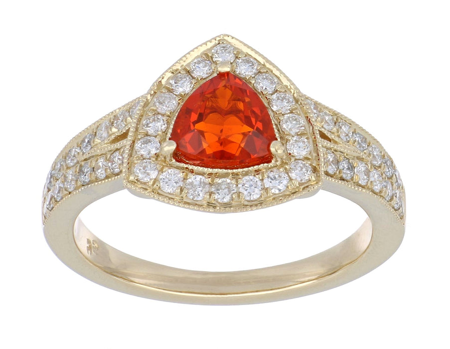 Fire Opal Ladies Ring (Fire Opal 0.54 cts. White Diamond 0.52 cts.)