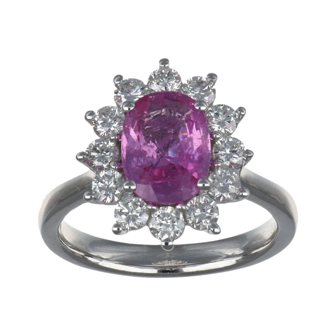 Pink Sapphire Ring (Pink Sapphire 1.98 cts. White Diamond 0.87 cts.)