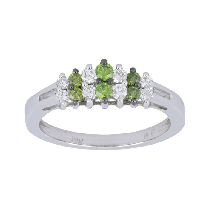 Green Diamond Ring (Green Diamond 0.27 cts. Round White Diamond 0.24 cts.)