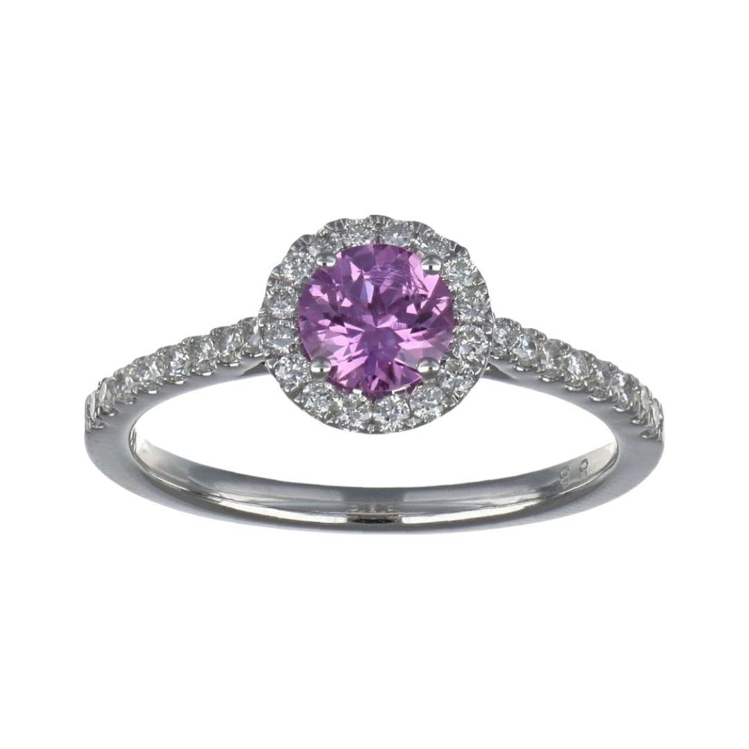 Pink Sapphire Ring (Pink Sapphire 0.72 cts. White Diamond 0.32 cts.)