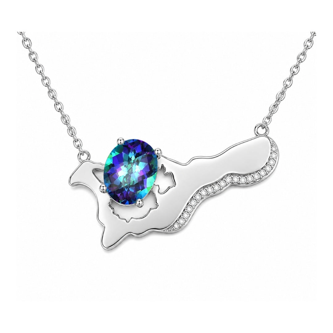 Grand Cayman Blue Topaz Necklace (Blue Topaz 3.15 cts. Cubic Zirconia 0.21 cts.)