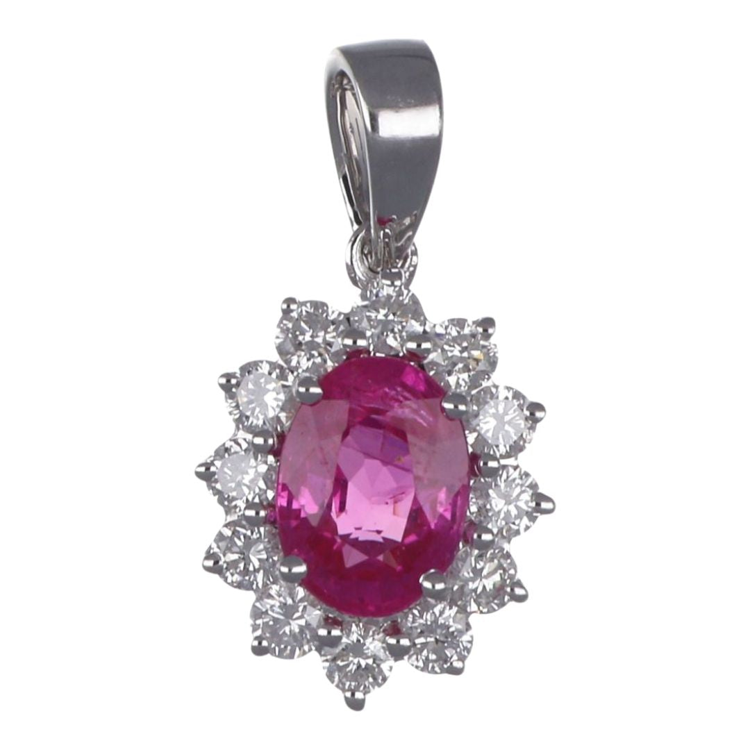 Pink Sapphire Pendant (Pink Sapphire 1.03 cts. White Diamond 0.36 cts.)