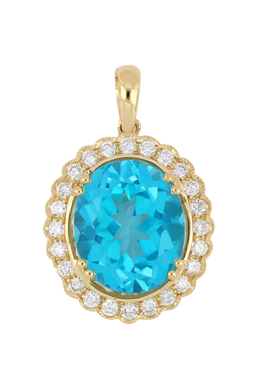 Paraiba Topaz Ladies Pendant (Paraiba Topaz 5.95 cts. White Diamond 0.39 cts.)