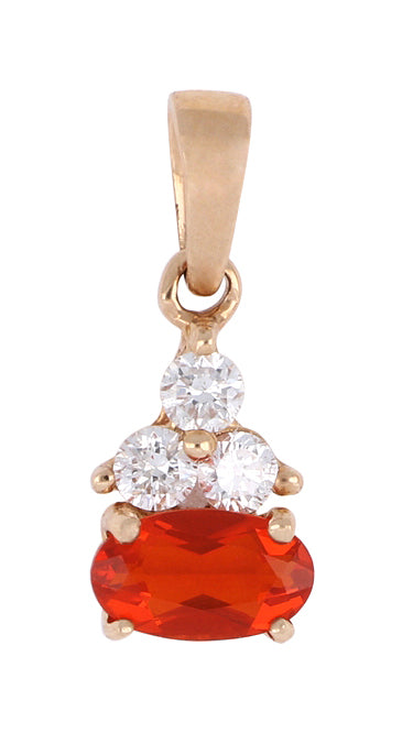 Fire Opal Ladies Pendant (Fire Opal 0.14 cts. White Diamond 0.08 cts.)