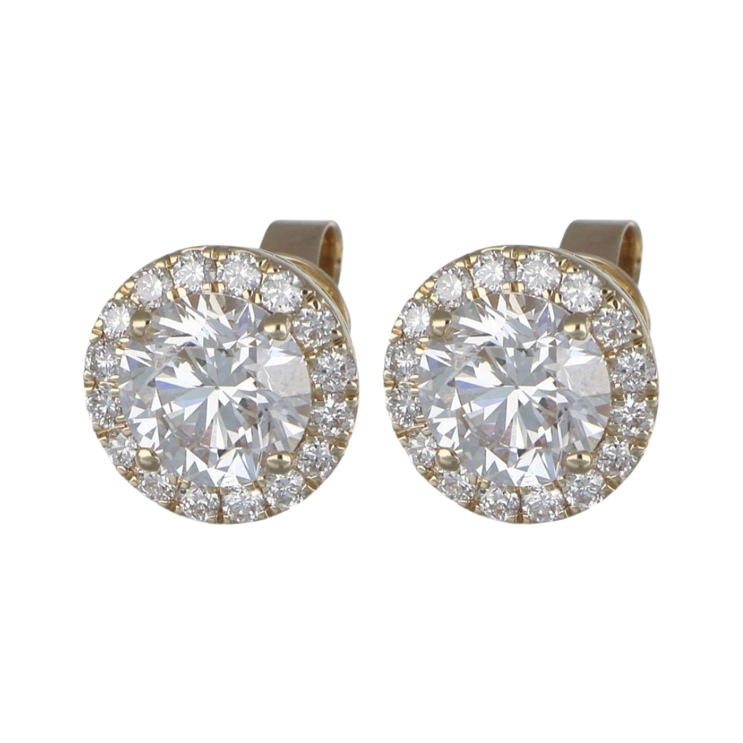 GROWNIQUE White Diamond Earrings  (Lab Grown White Diamond 3.05 cts. E VS2 Round Lab Grown White Diamond 0.56 cts.)