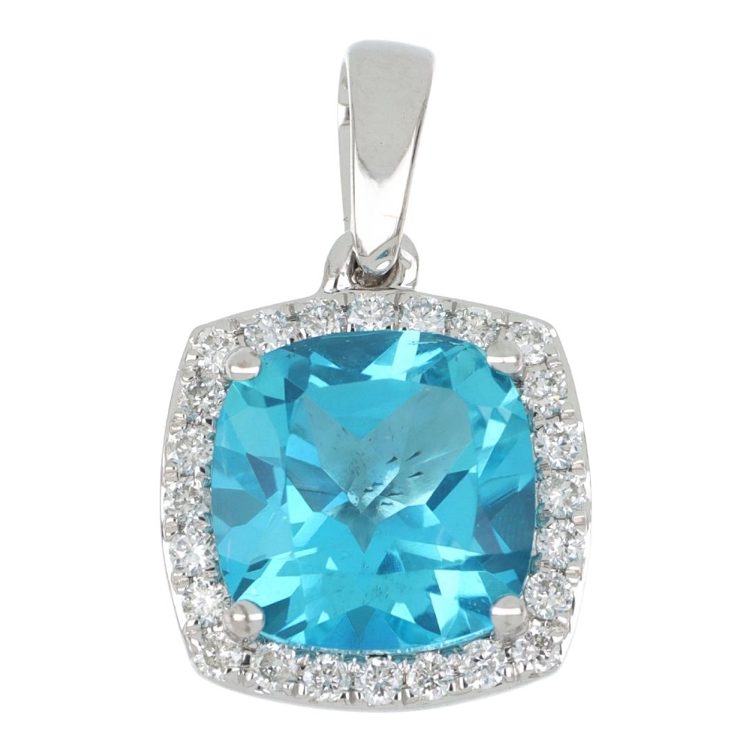 Paraiba Topaz Pendant (Paraiba Topaz 1.52 cts. White Diamond 0.16 cts.)