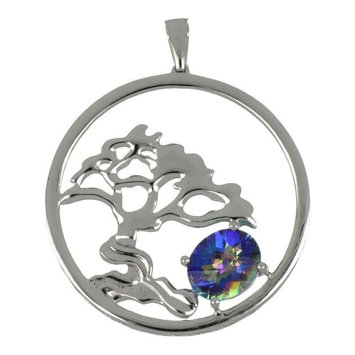 Oval Rainbow Topaz Pendent