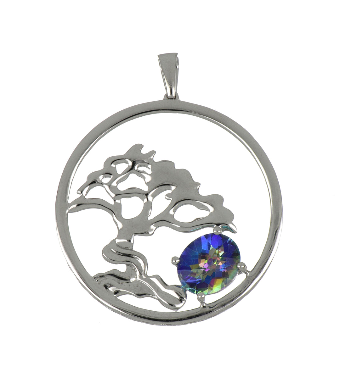 Oval Rainbow Topaz Pendent