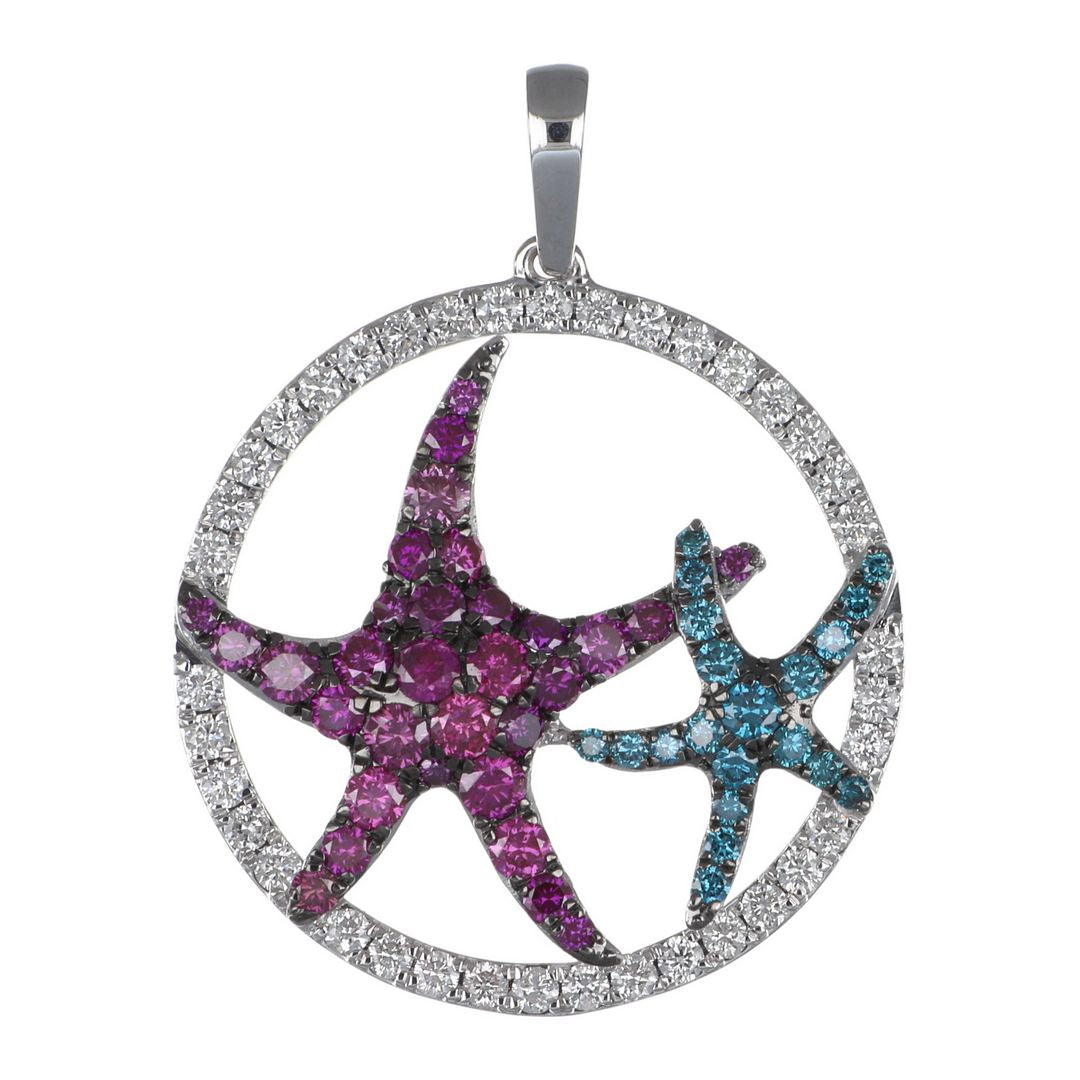 Purple &amp; Blue Diamond Pendant (Purple Diamond 0.91 cts. Blue Diamond 0.25 cts. White Diamond 0.61 cts.)