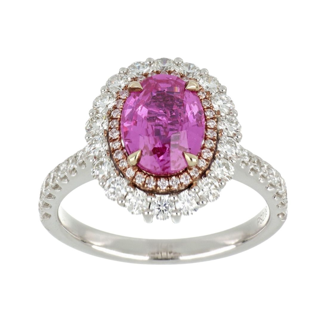 Pink Sapphire Ring (Pink Sapphire 2.09 cts. Pink Diamond 0.09 cts. White Diamond 0.72 cts.)