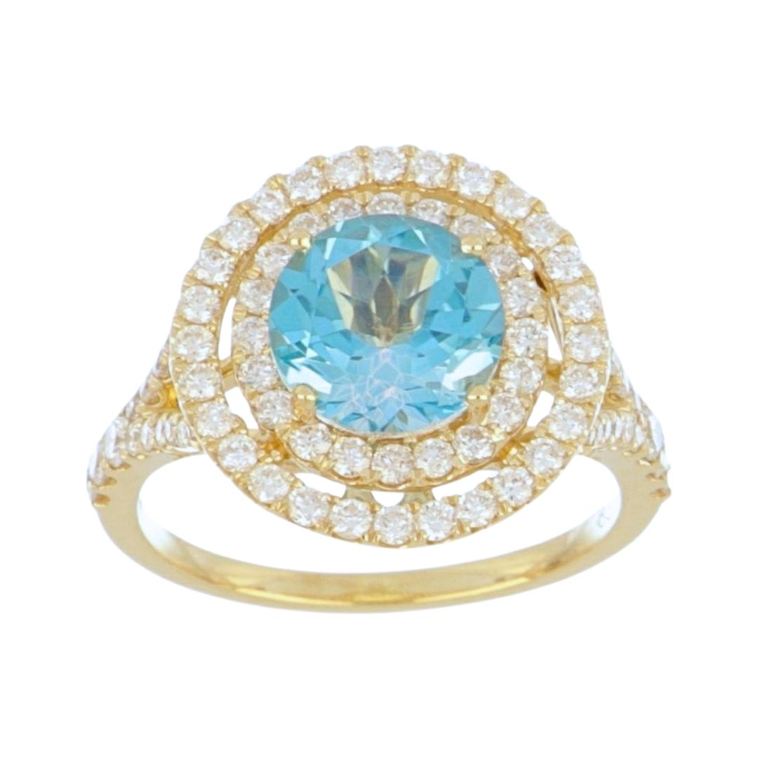 Paraiba Topaz Ring (Paraiba Topaz 2.39 cts. White Diamond 0.88 cts.)