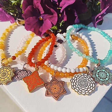 Six different colors of stretch bracelets