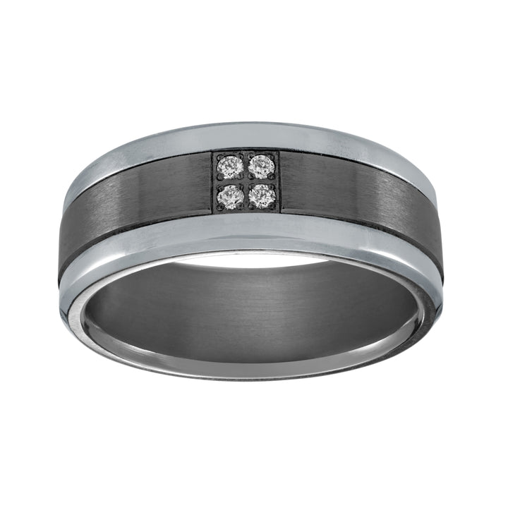 Tantalum and Titanium Wedding Band with Diamonds (0.06ct)  - 8mm