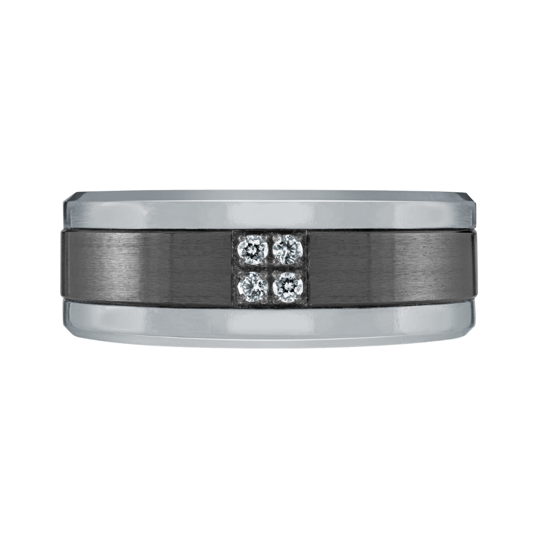 Tantalum and Titanium Wedding Band with Diamonds (0.06ct)  - 8mm