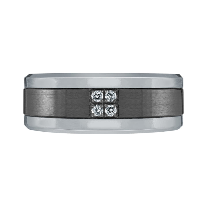 Tantalum and Titanium Wedding Band with Diamonds (0.06ct)  - 8mm