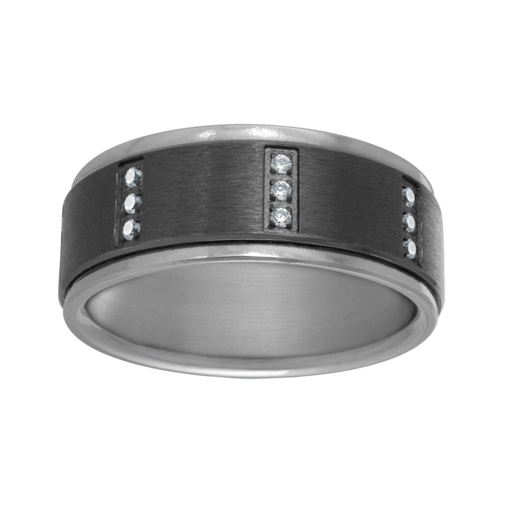 Tantalum and Titanium Wedding Band with Diamonds (0.25ct) - 9mm