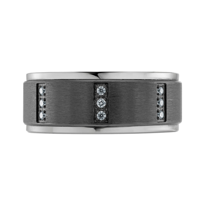 Tantalum and Titanium Wedding Band with Diamonds (0.25ct) - 9mm