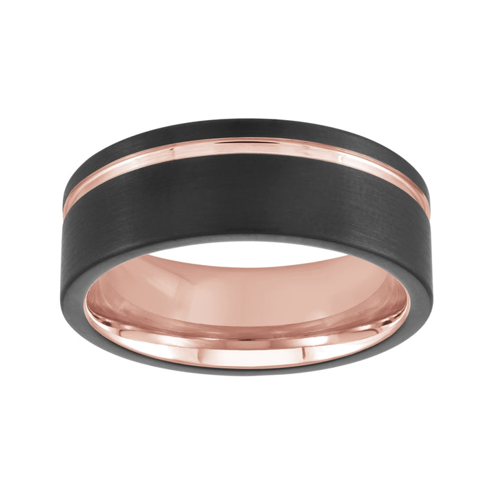Black Tungsten with Rose Accents - 8mm