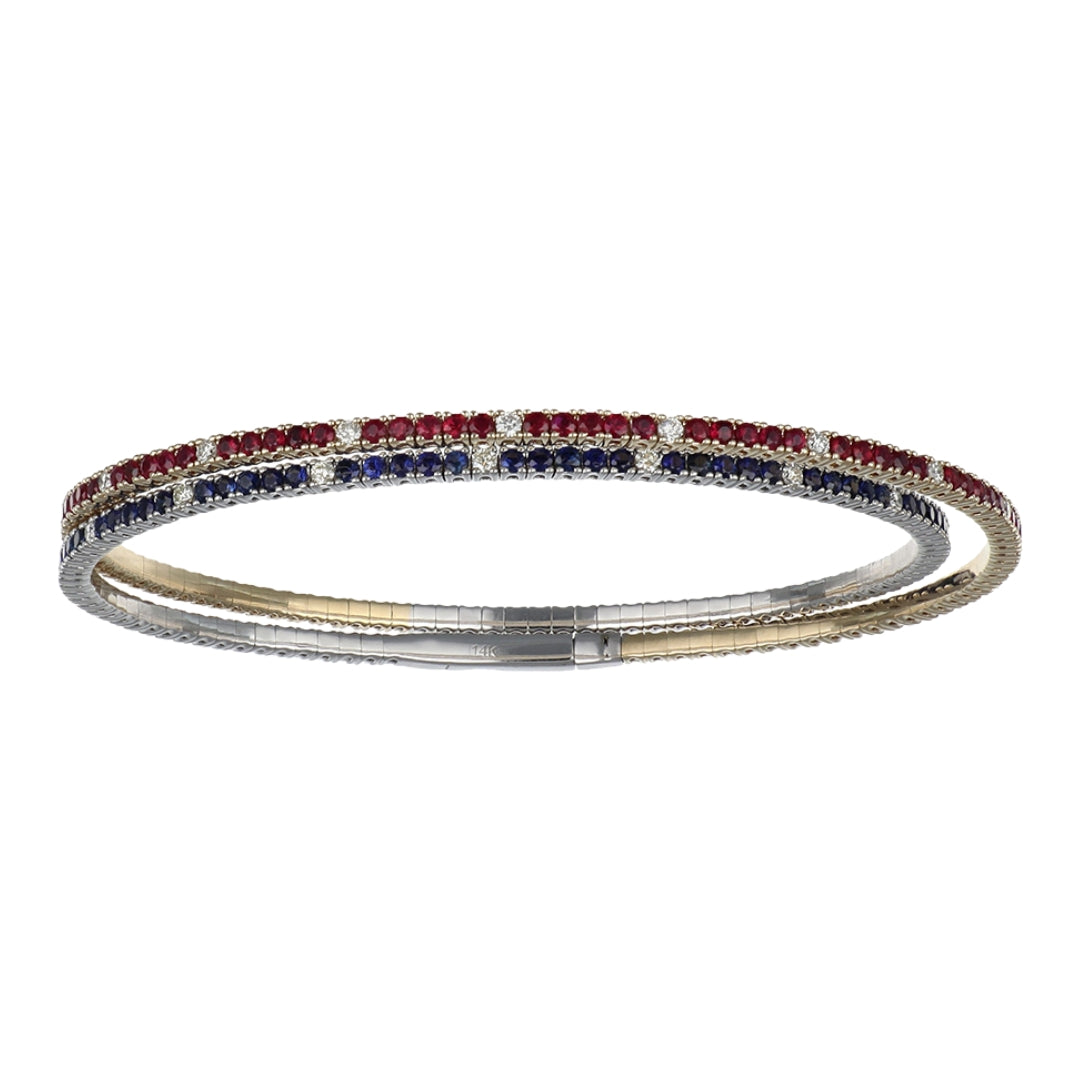 Ruby Bangle (Ruby 2.22 cts. Blue Sapphire 1.01 cts. White Diamond 0.71 cts.)