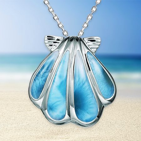 Larimar Shell Pendant