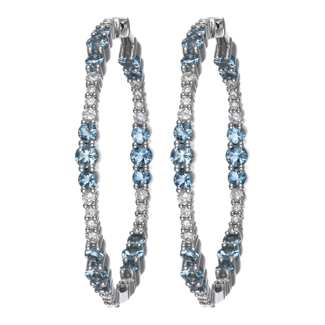 Aquamarine Earrings (Aquamarine 2.44 cts. White Diamond 1.14 cts.)